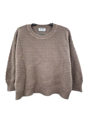 Old Navy Women's Tunic Length Taupe Waffle-Knit Crewneck Sweater in Large Petite